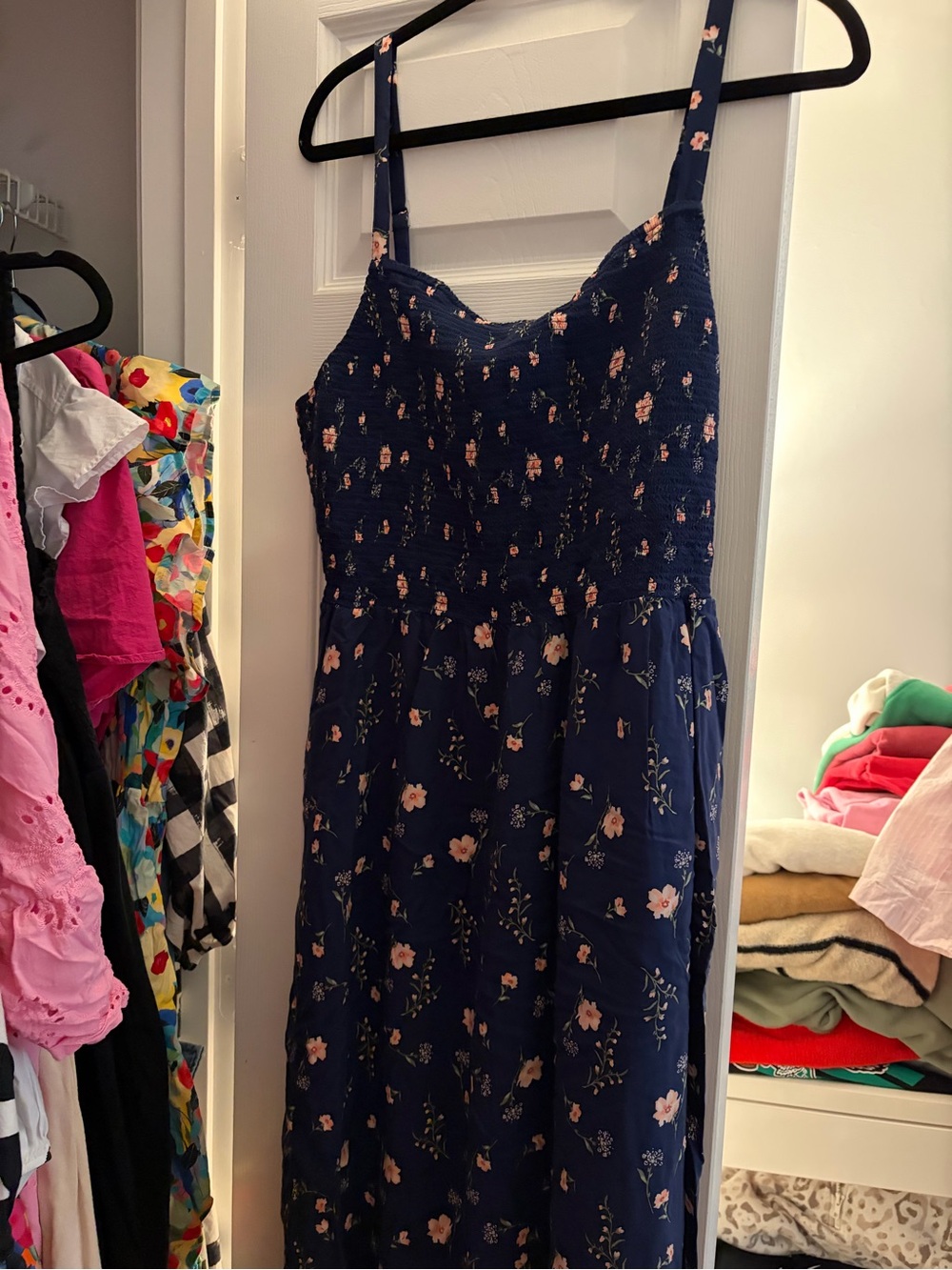 Old Navy Navy Blue Floral Midi Dress